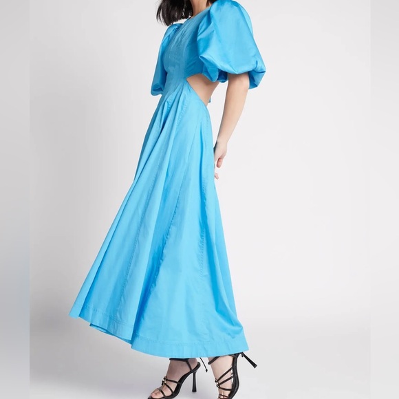 AJE Fallingwater Cut Out Midi Dress In Color Cerulean Size 4 AJE Fallingwater Cut Out Midi Dress In Color Cerulean Size 4